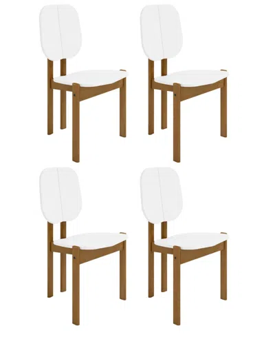 Manhattan Comfort Gales 4-piece Mdf Dining Chair With Solid Wood Legs In Brown