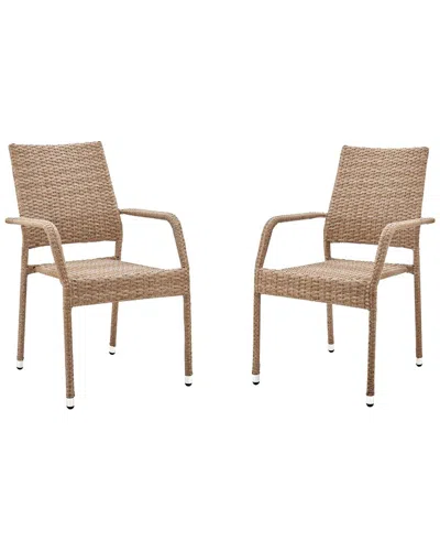 Manhattan Comfort Genoa Patio Dining Armchair In Natural