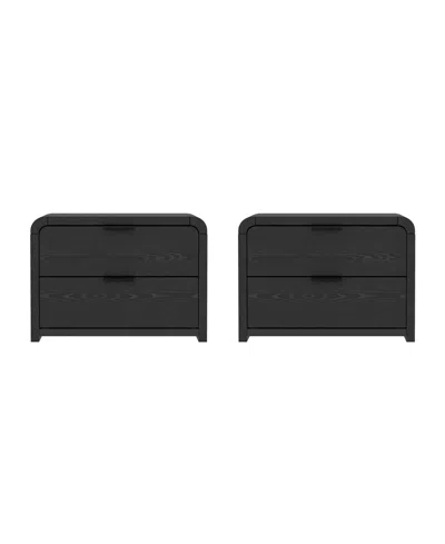 Manhattan Comfort Grace 2-piece 28" 2-drawer Nightstands In Black