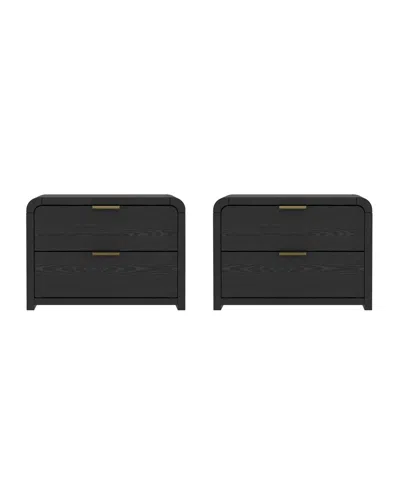Manhattan Comfort Grace 2-piece 28" 2-drawer Nightstands In Black