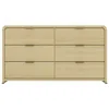 Manhattan Comfort Grace Modern 60 Double Dresser With 6 Drawers In Natural Oak And Gold In Brown