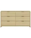 Manhattan Comfort Grace Modern 60 Double Dresser With 6 Drawers In Natural Oak And Black