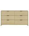 Manhattan Comfort Grace Modern 60 Double Dresser With 6 Drawers In Natural Oak And Black In Brown