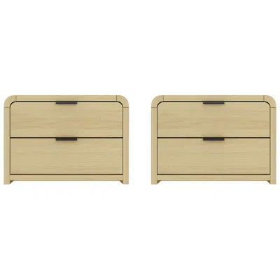 MANHATTAN COMFORT GRACE MODERN NIGHTSTAND WITH 4 DRAWERS IN NATURAL OAK AND BLACK - SET OF 2