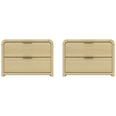 Manhattan Comfort Set Of 2 Grace Modern Nightstands With 4 Drawers In Brown