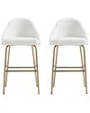Manhattan Comfort Set Of 2 Gracie Modern Leatherette Barstools With Steel Legs