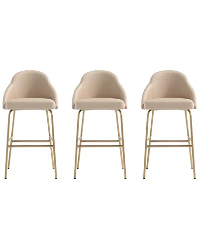 Manhattan Comfort Gracie Modern Leatherette Barstool With Steel Legs In Neutral