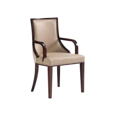Manhattan Comfort Grand Faux Leather Dining Armchair In Tan With Beech Wood Frame