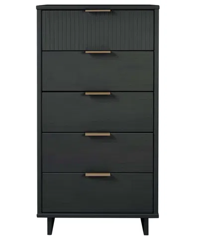Manhattan Comfort Granville 24" Solid Wood 5-drawer Chest In Gray