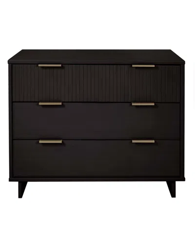 Manhattan Comfort Granville 38" Solid Wood 3-drawer Dresser In Black