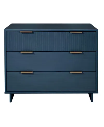 Manhattan Comfort Granville 38" Solid Wood 3-drawer Dresser In Blue