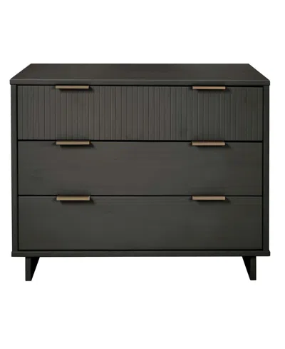 Manhattan Comfort Granville 38" Solid Wood 3-drawer Dresser In Gray