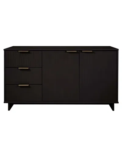 Manhattan Comfort Granville 55" Solid Wood Sideboard In Black