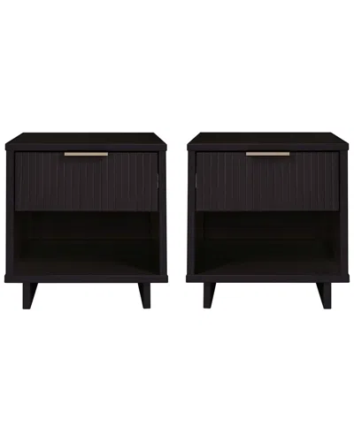 Manhattan Comfort Granville Modern Solid Wood Nightstand In Black