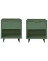 Manhattan Comfort Granville Modern Solid Wood Nightstand In Green