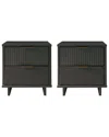 Manhattan Comfort Granville Modern Solid Wood Nightstand In Grey