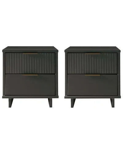 Manhattan Comfort Granville Modern Solid Wood Nightstand In Black