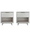 Manhattan Comfort Granville Modern Solid Wood Nightstand In White