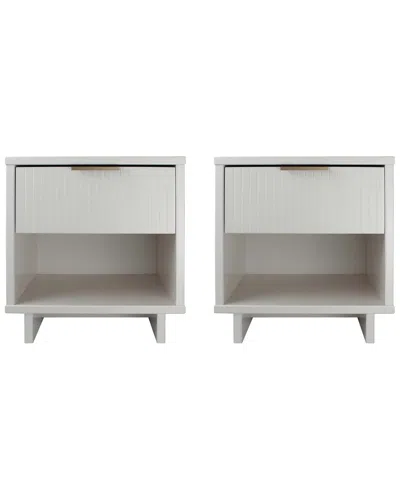 Manhattan Comfort Granville Modern Solid Wood Nightstand In White