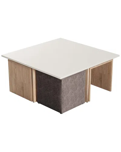 MANHATTAN COMFORT MANHATTAN COMFORT HALEY MID-CENTURY MODERN NESTED COFFEE TABLE & OTTOMAN SET