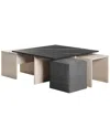 Manhattan Comfort Haley Mid-century Modern Nested Coffee Table & Ottoman Set In White