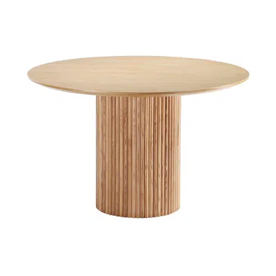Manhattan Comfort Hathaway Modern 47.24 Wood Round Dining Table In Nature