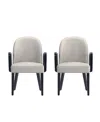 Manhattan Comfort Hillman 2-piece Leatherette And Velvet Upholstered Beech Wood Dining Armchair In Heather Gray