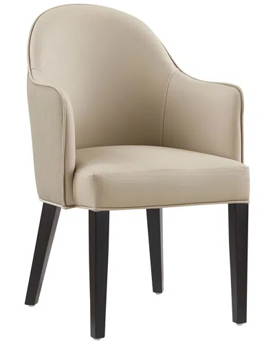 Manhattan Comfort Hillman Leatherette & Velvet Dining Armchair 2.0 With Beech  Wood Legs In Brown