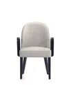 Manhattan Comfort Hillman Leatherette And Velvet Upholstered Beech Wood Dining Armchair In Heather Gray