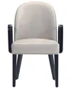 Manhattan Comfort Hillman Leatherette And Velvet Upholstered Beech Wood Dining Armchair In Grey