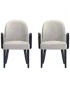 Manhattan Comfort Hillman 2-piece Leatherette And Velvet Upholstered Beech Wood Dining Armchair In Grey