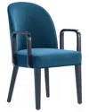 Manhattan Comfort Hillman Modern Velvet Upholstered Dining Arm Chair In Blue