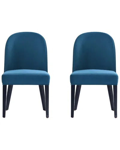 Manhattan Comfort Hillman Modern Velvet Upholstered Dining Chair In Blue