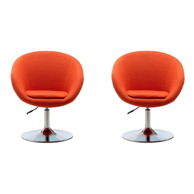 Manhattan Comfort Set Of 2 Hopper Swivel Adjustable Height Chairs In Orange