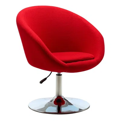 Manhattan Comfort Hopper Swivel Adjustable Height Chair In Red And Polished Chrome