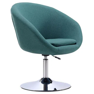 Manhattan Comfort Hopper Swivel Adjustable Height Chair In Sky Blue And Polished Chrome In Green