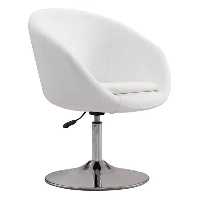 Manhattan Comfort Hopper Swivel Adjustable Height Faux Leather Chair In White