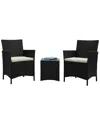 Manhattan Comfort Imperia Patio 2-person Seating Group With End Table In Grey
