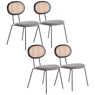Manhattan Comfort Jardin Gray Fabric Dining Chairs Set Of 4