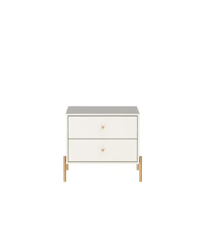 Manhattan Comfort Jasper 22.08" Wood 2-drawer Nightstand In White