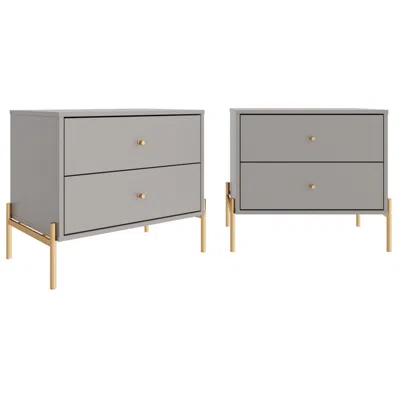 Manhattan Comfort Jasper 25 1/4" Wide Gray 2-drawer Nightstands Set Of 2