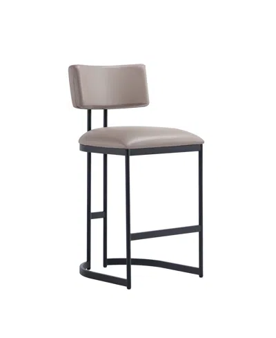 Manhattan Comfort Juno 38.2" Faux Leather Upholstered Counter Stool In Gray