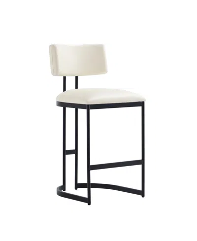 Manhattan Comfort Juno 38.2" Faux Leather Upholstered Counter Stool In White