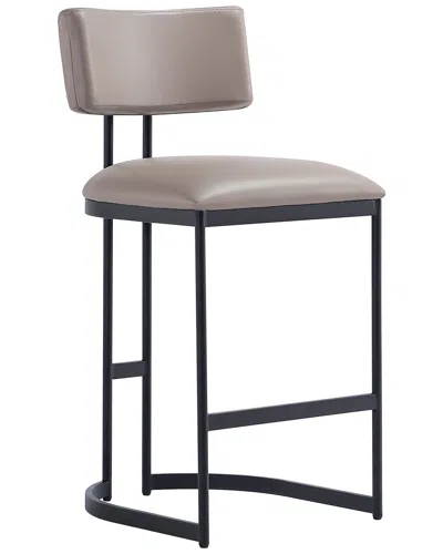 Manhattan Comfort Juno Metal Vegan Leather Counter Stool In Gray
