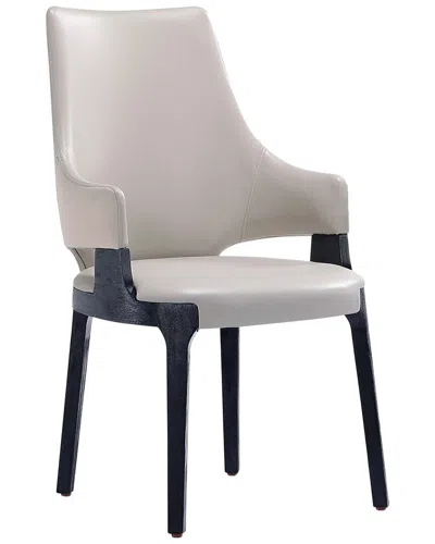 Manhattan Comfort Kara Modern Leatherette & Velvet Upholstered Dining Arm  Chair In Grey