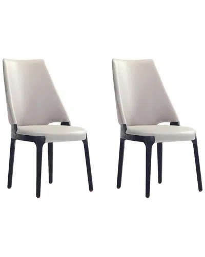 Manhattan Comfort Kara Modern Leatherette & Velvet Upholstered Dining Chair In Grey