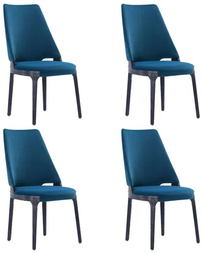 Manhattan Comfort Kara Modern Velvet Upholstered Dining Chair In Blue