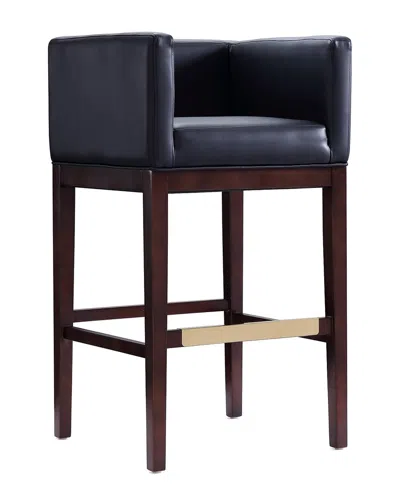 Manhattan Comfort Kingsley Barstool In Black And Dark Walnut