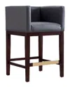 Manhattan Comfort Kingsley Counter Stool In Grey And Dark Walnut