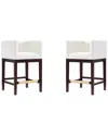 Manhattan Comfort Kingsley Counter Stool In Ivory And Dark Walnut